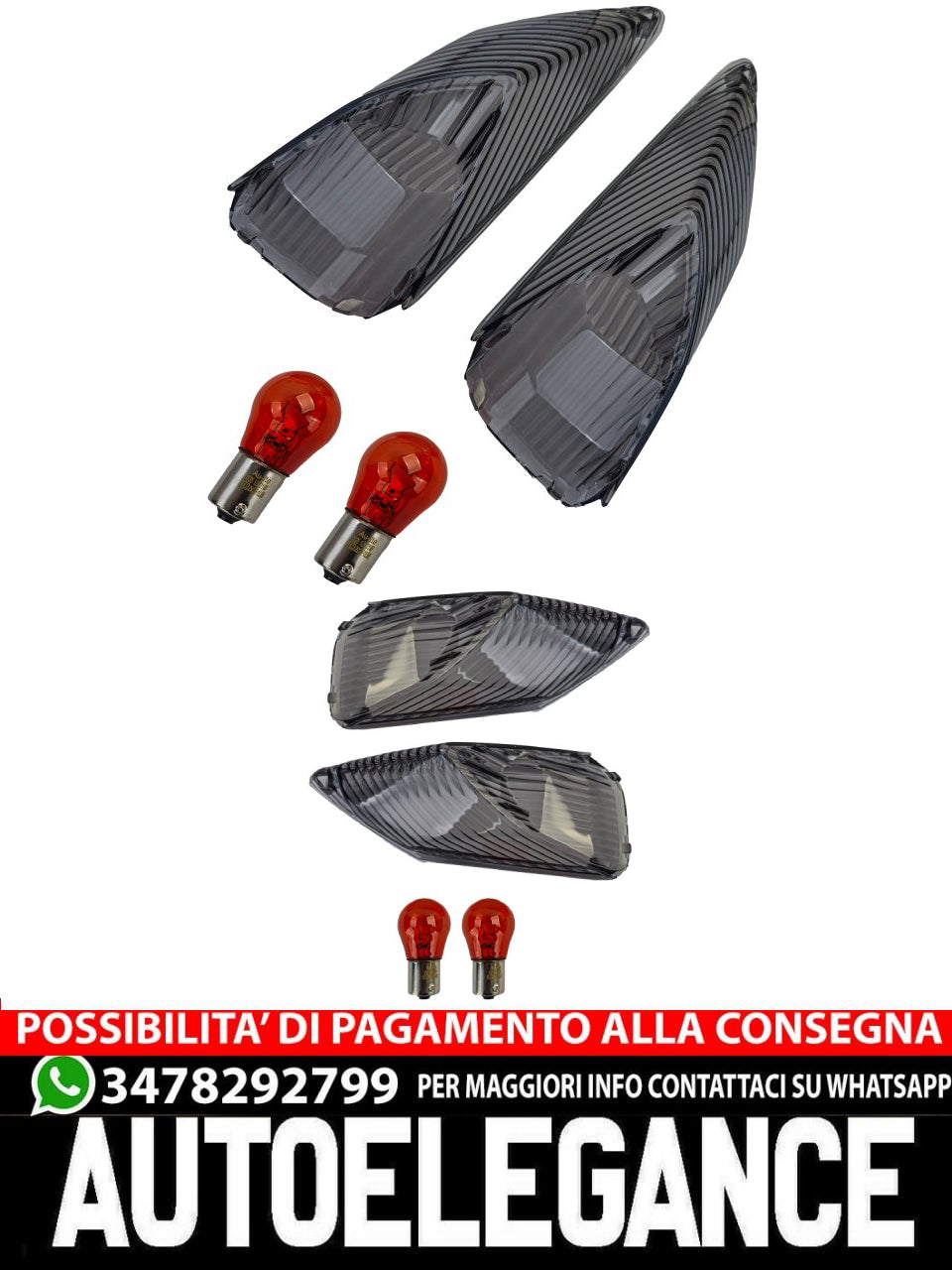 ⭐Lenti degli indicatori di direzione per moto colorate Fumo con lampadina