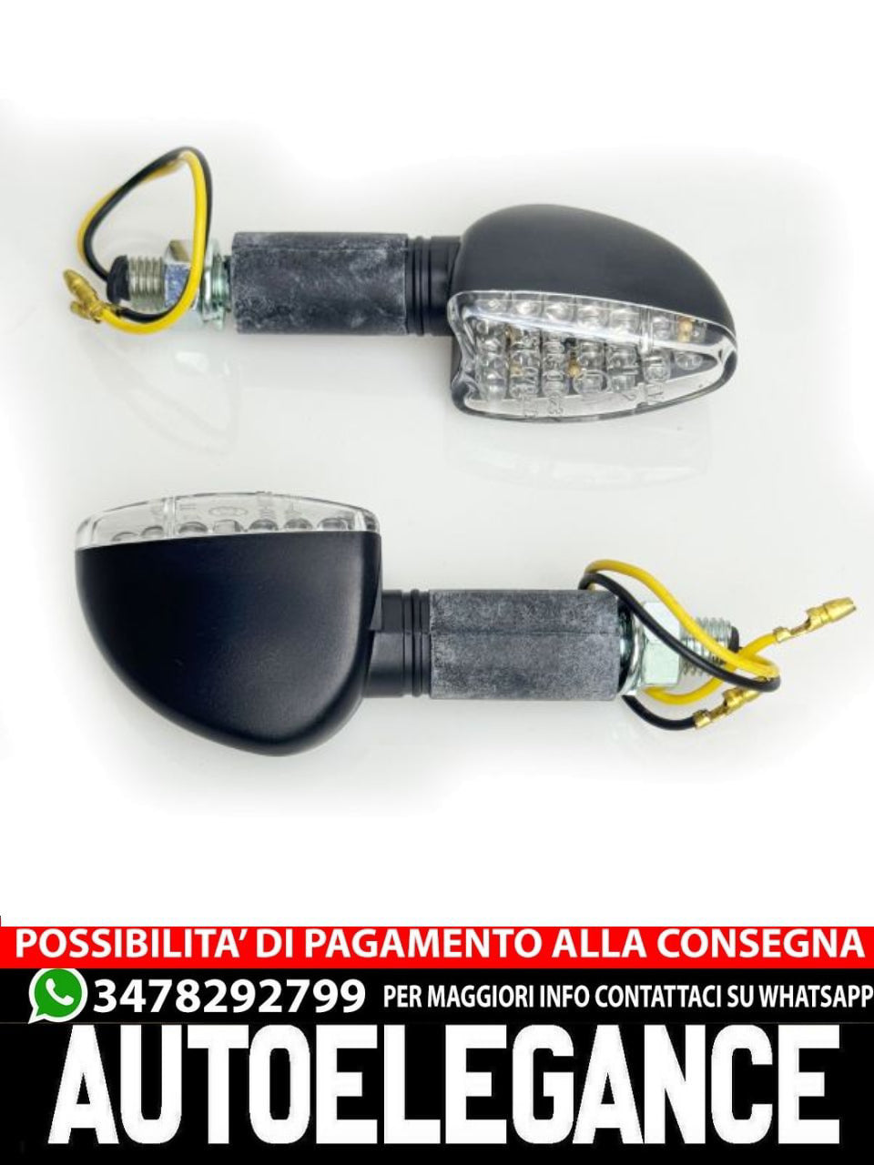 ⭐Set di indicatori di direzione a LED in vetro trasparente universale per moto