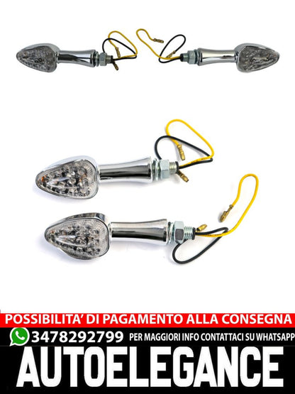 Set di indicatori di direzione a LED in vetro trasparente cromato universale per moto SPIRIT con E-Mark