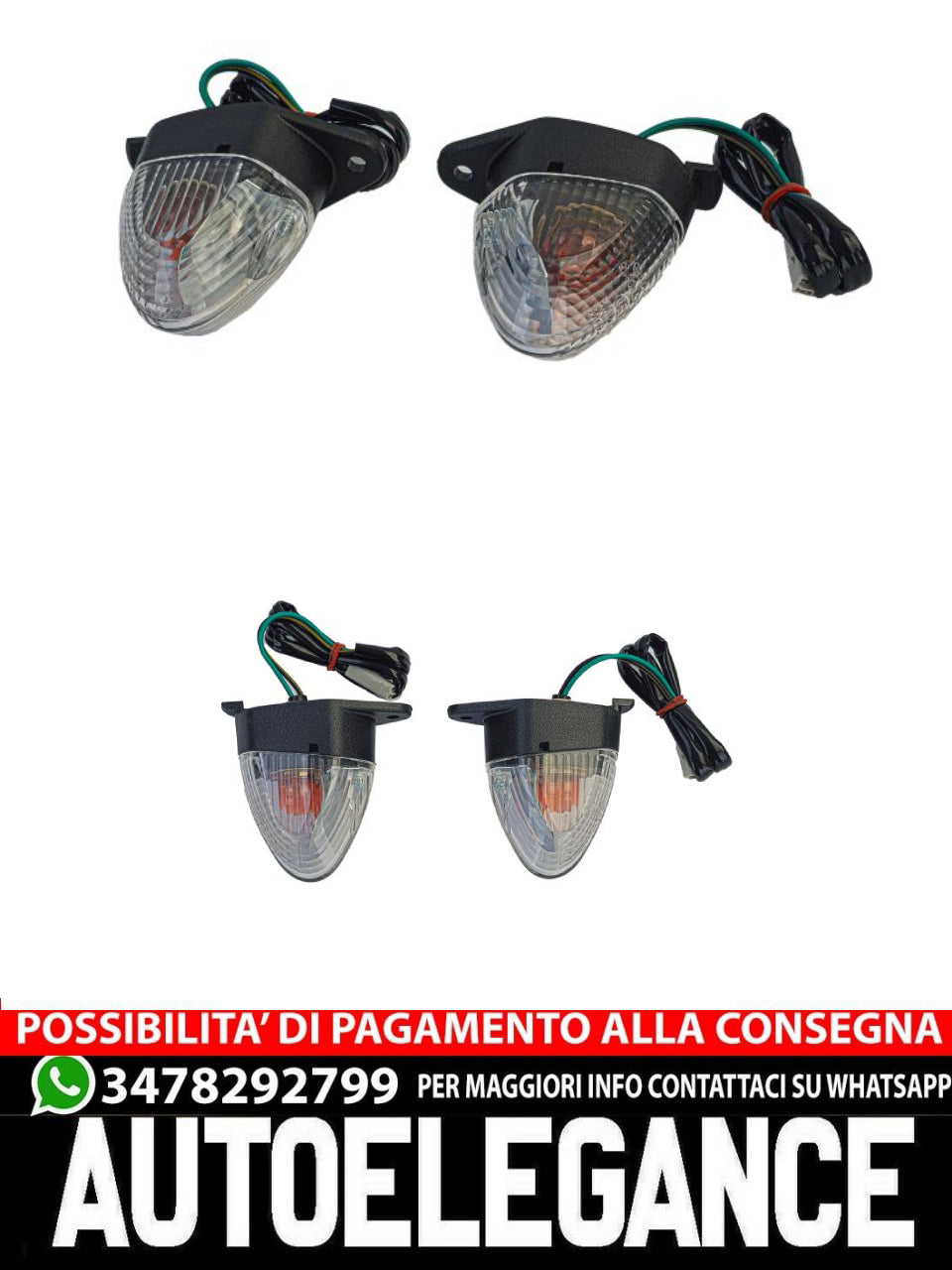 Motorcycle Fairing Turn Signals Clear Glass Rear for Kawasaki with E-Mark