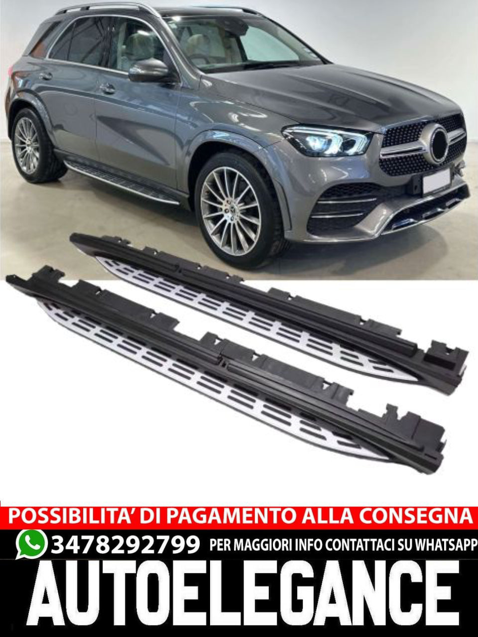💎Aluminum running boards with anti-slip rubber suitable for Mercedes V167 GLE SUV💎