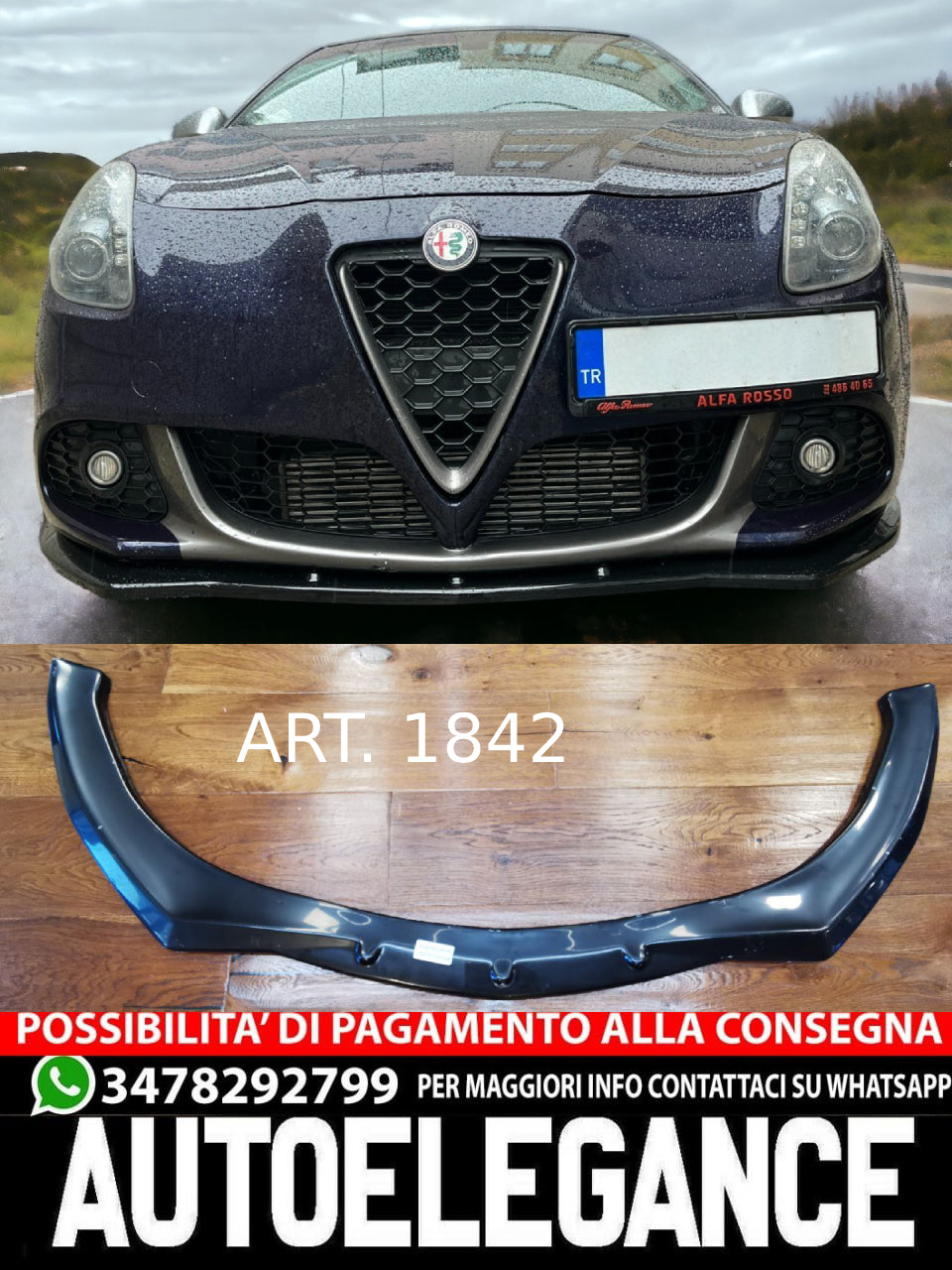 ⭐SPLITTER SUITABLE FOR ALFA ROMEO GIULIETTA 2010-2020 GLOSSY BLACK⭐ 
