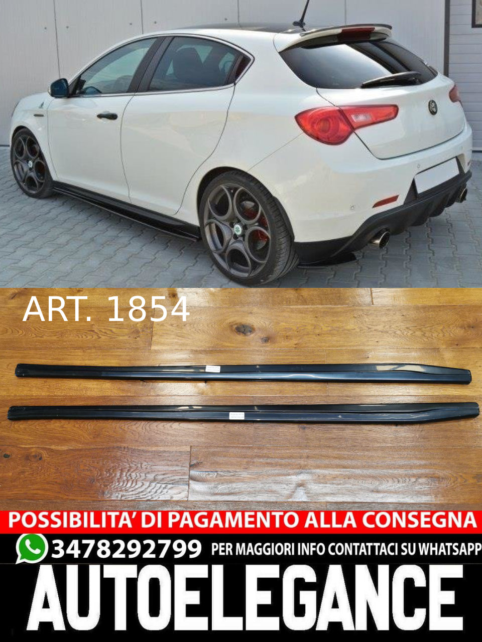 💎UNDER SKIRTS SUITABLE FOR ALFA ROMEO GIULIETTA 2010-2020 GLOSSY BLACK💎 