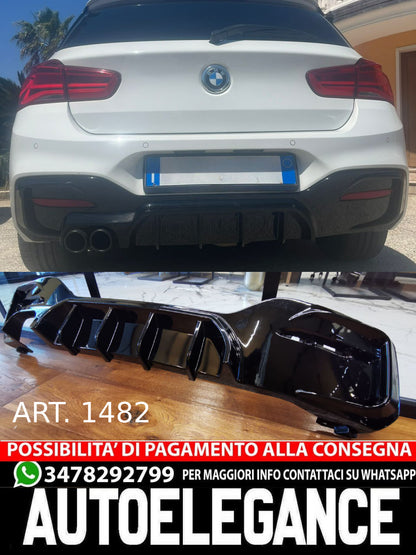 DIFFUSORE ADATTO PER BMW SERIE 1 F20 F21 MSPORT 2015-2019 2SX NERO LUCIDO