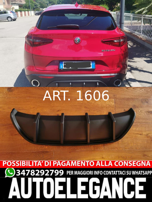 DIFFUSORE POSTERIORE ADATTO PER ALFA ROMEO STELVIO 949 2016-2020 LOOK NERO OPACO