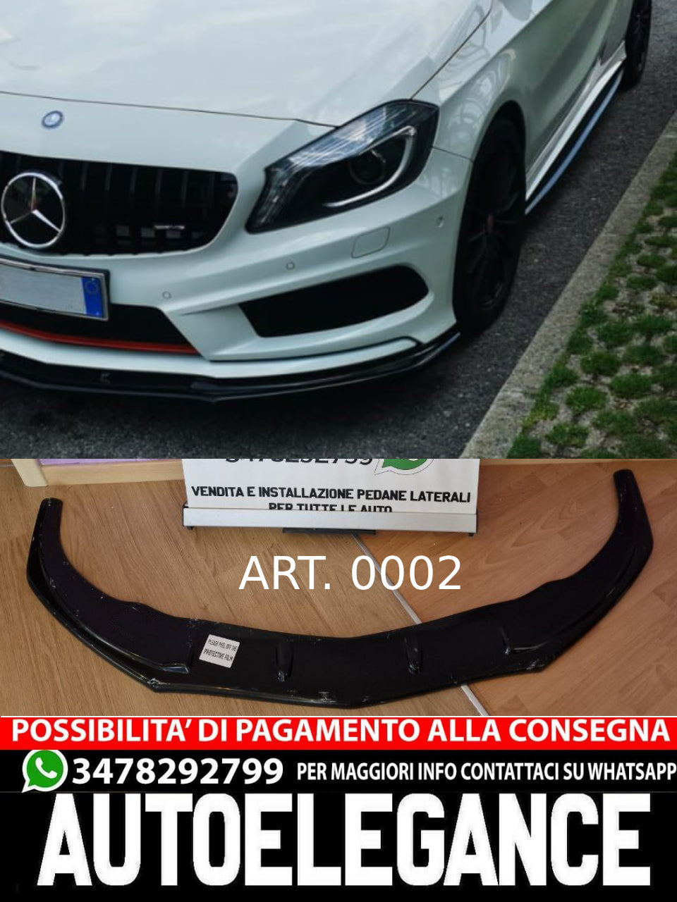 SPLITTER ADATTO PER MERCEDES W176 12-15 AMG A45 NERO LUCIDO