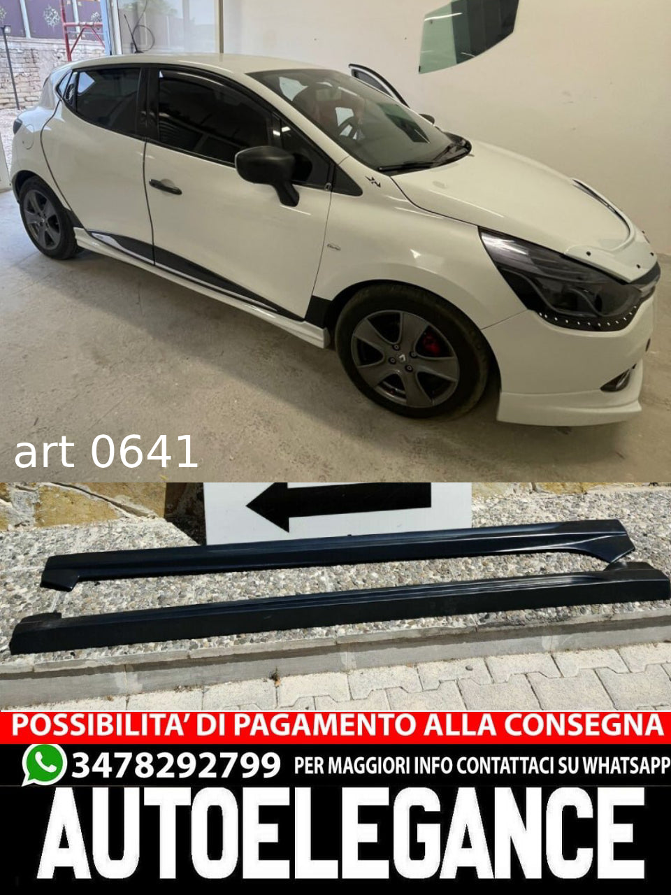 RENAULT CLIO 5 V 2019+ SPOILER MINIGONNE LATERALI LOOK SPORTIVO RS