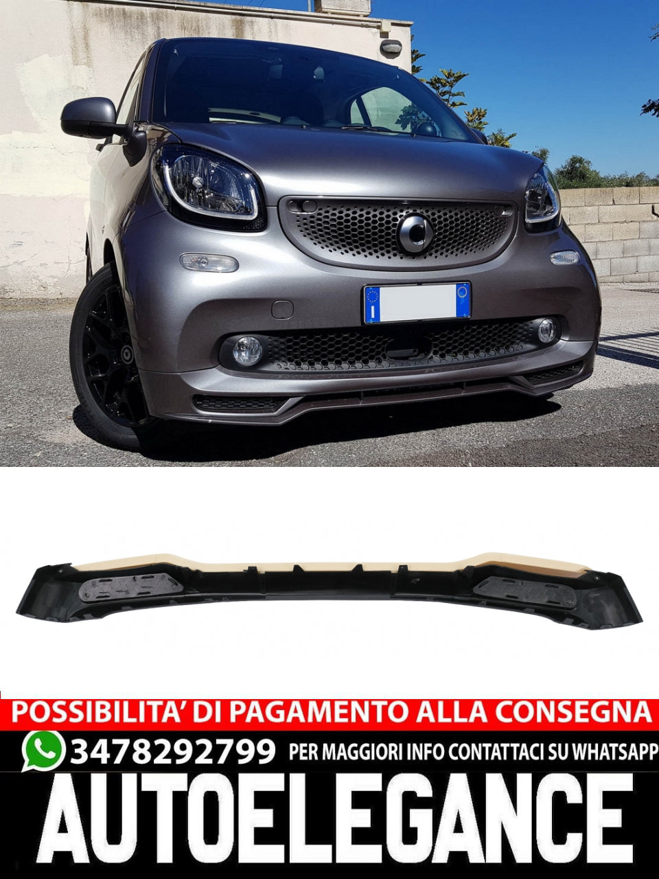 Estensione labbro SPLITTER paraurti anteriore per Smart ForTwo 453 (2014-2019)