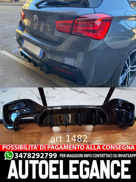 DIFFUSORE ADATTO PER BMW SERIE 1 F20 F21 MSPORT 2015-2019 2SX NERO LUCIDO