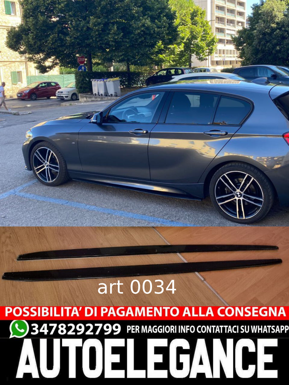 BMW SERIE 1 F20 F21 SOTTOSPLITTER MINIGONNE LATERALI SOTTOPORTA NERO LUCIDO 0034