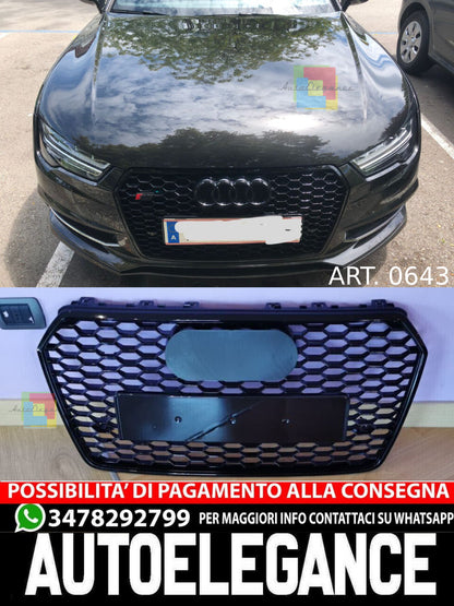 GRIGLIA ADATTA PER AUDI A7 4G 2015-2018 LOOK RS7 NERA DESIGN SPORTIVO