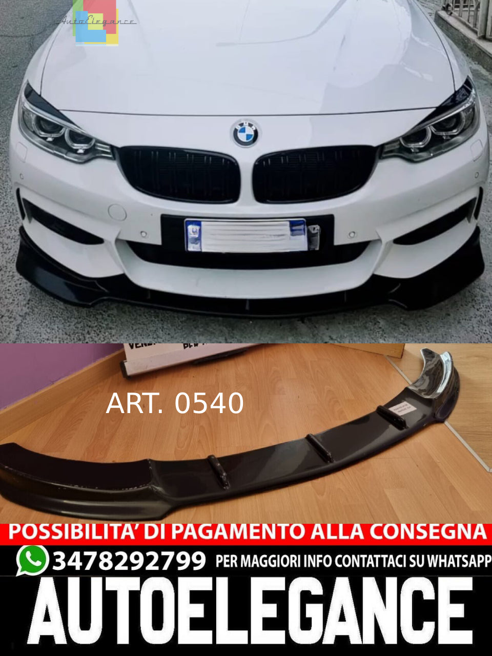 SPLITTER SUITABLE FOR BMW 4 SERIES F32 F33 F36 MSPORT LOOK GLOSSY BLACK SPORTY