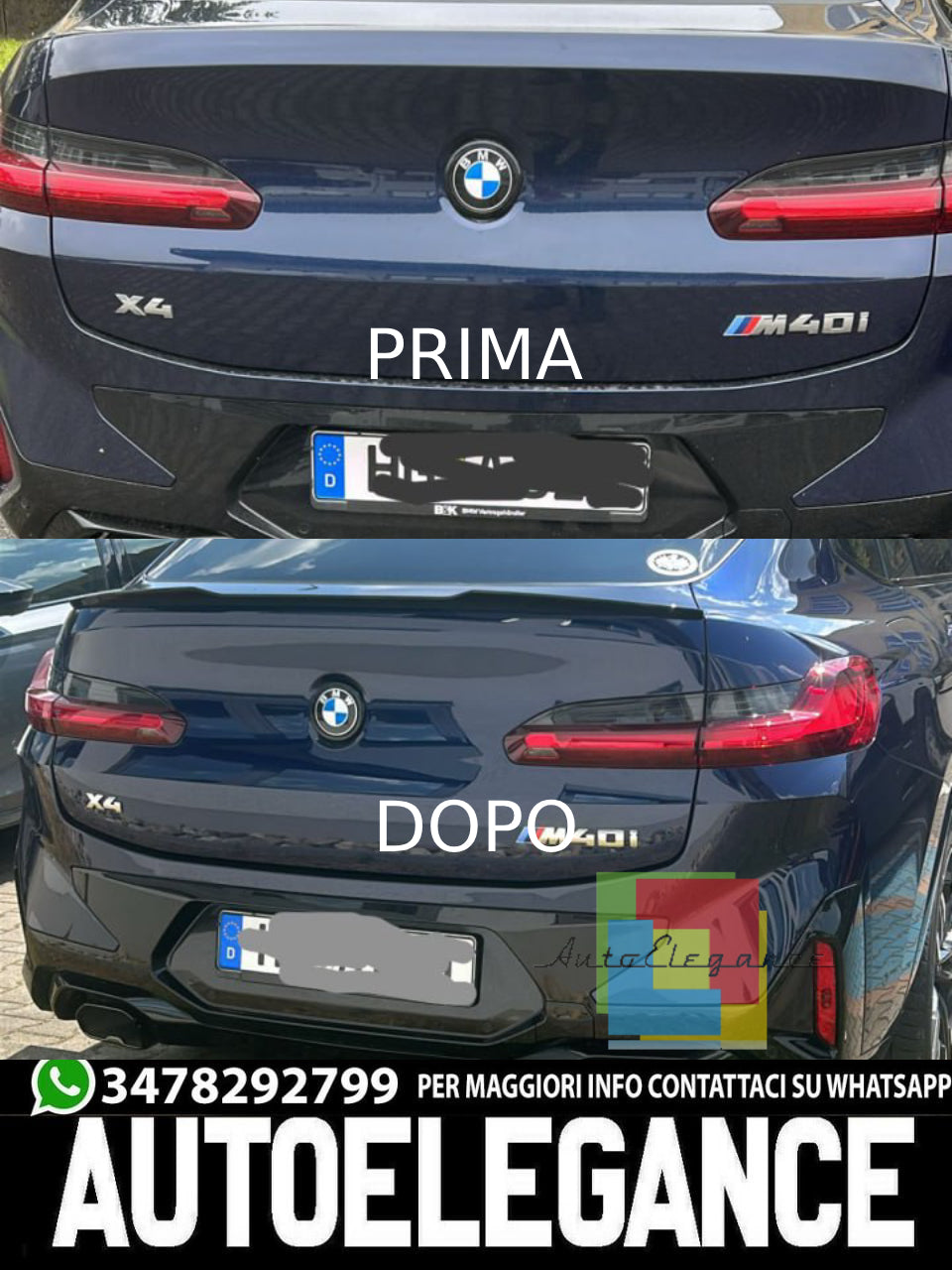 SPOILER BAGAGLIAIO ADATTO PER BMW X4 G02 2019+ LOOK M COMPETITION NERO LUCIDO
