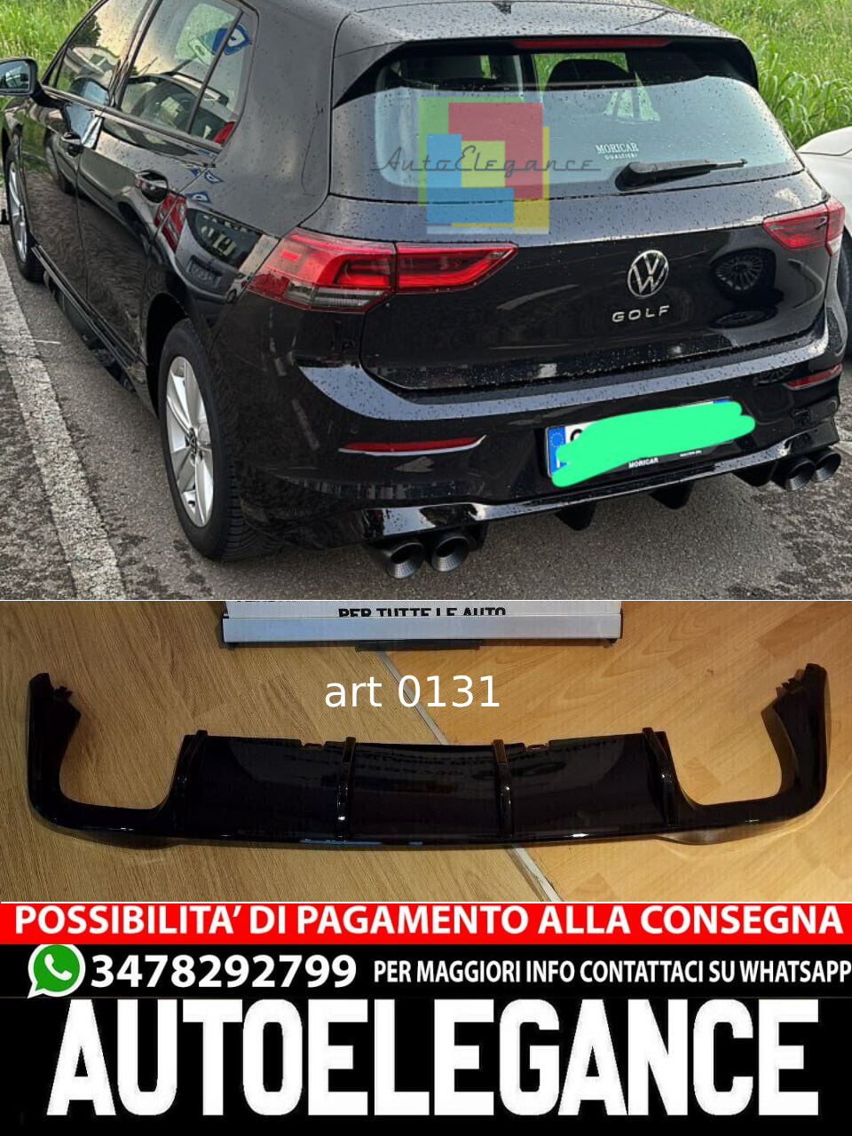 💎DIFFUSORE ADATTO PER VW GOLF 8 2+2 LOOK R DESIGN SPORTIVO💎