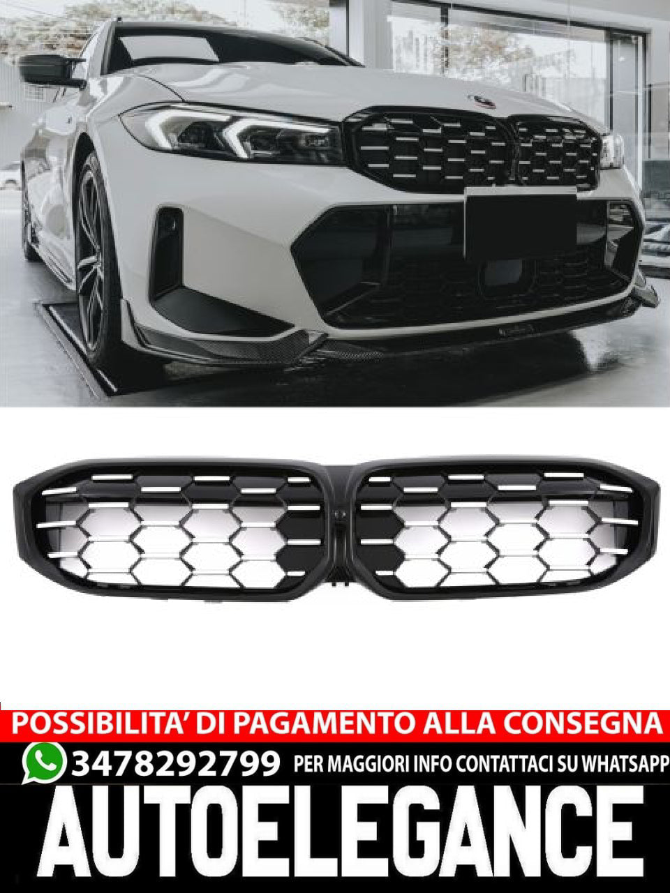 ✨BLACK CHROME DOUBLE BAR GRILLE SUITABLE FOR BMW 3 SERIES G20 G21 PRE-LCI✨