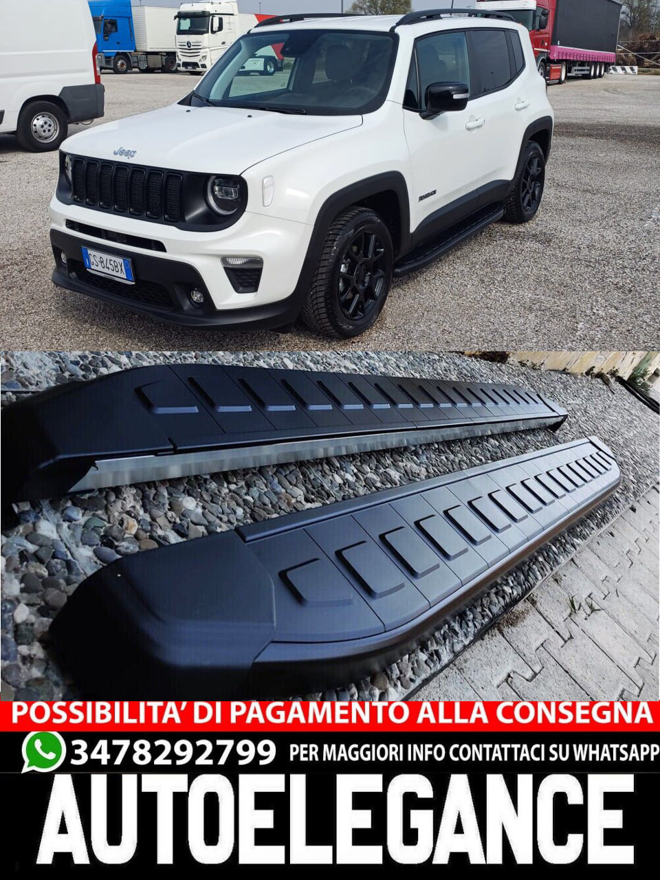 PEDANE LATERALI ADATTE PER JEEP RENEGADE DESIGN SPORTIV LOOK NERO