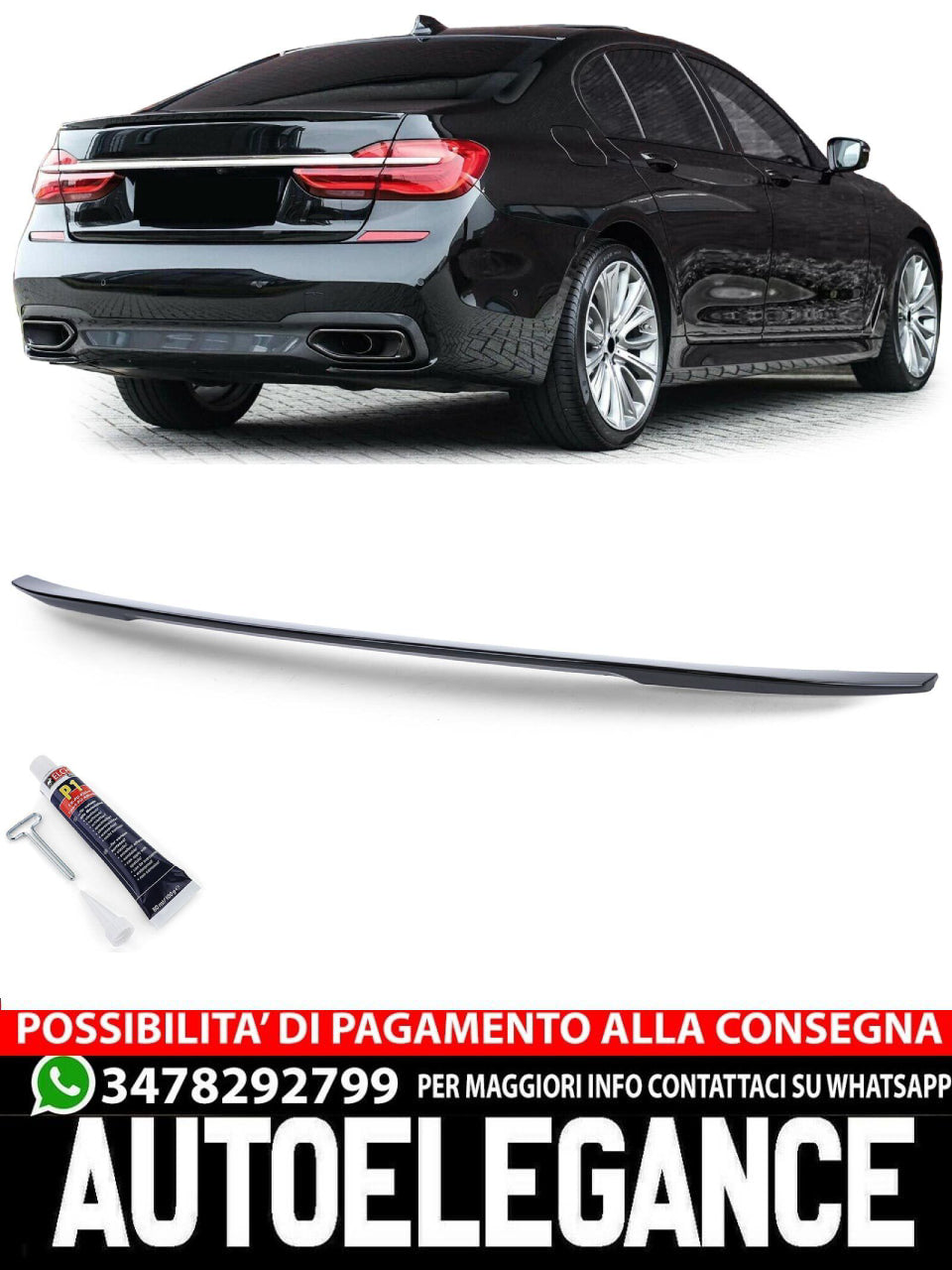 Rear Spoiler Sport Lip Gloss Black with ABE suitable for BMW 7 Series