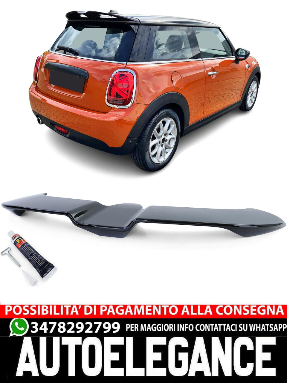 Spoiler posteriore sul tetto nero lucido adatto per Mini One Cooper F55 F56