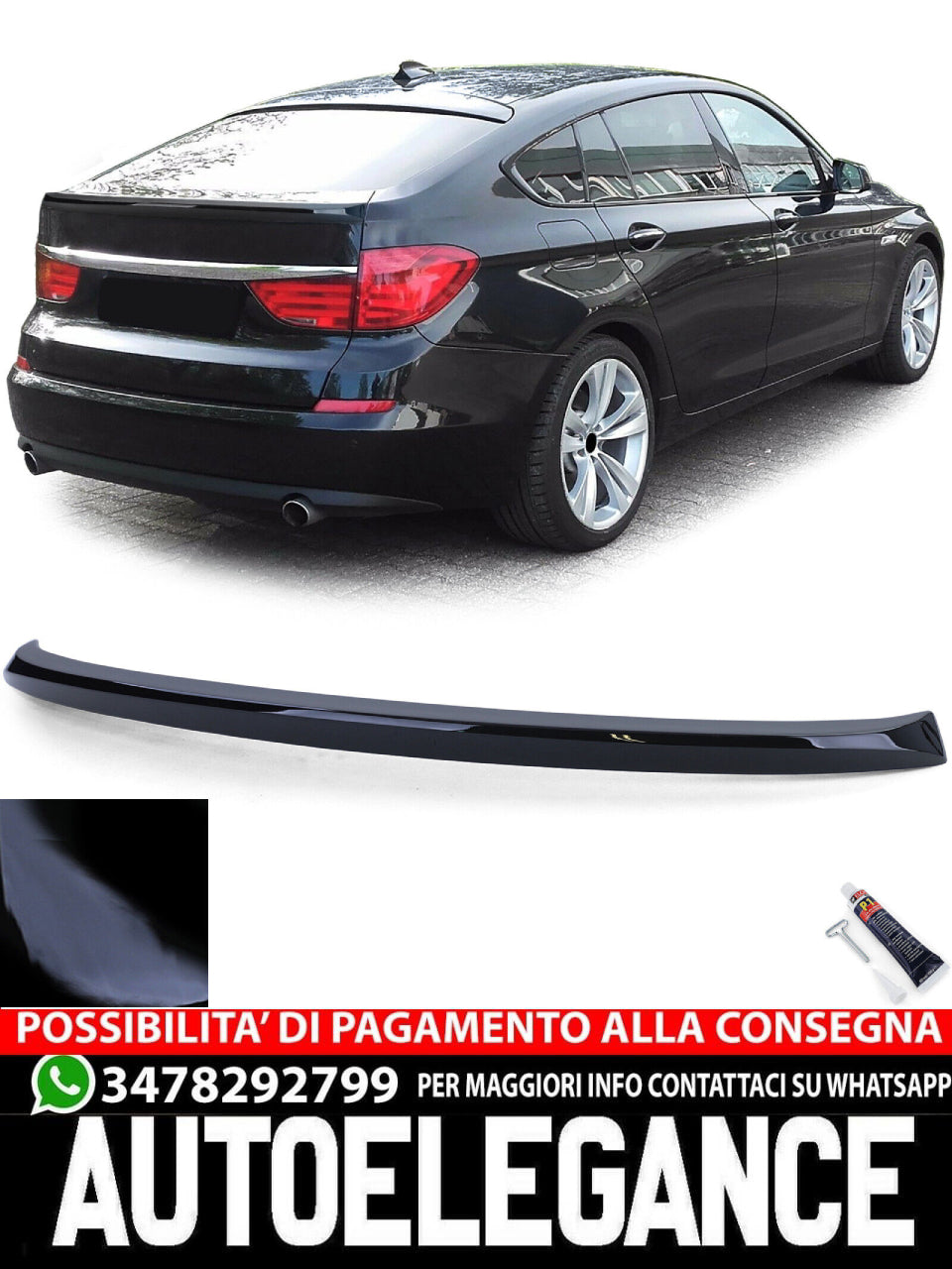 Labbro spoiler posteriore performance nero lucido adatto per BMW Serie 5 F07 GT 09-13