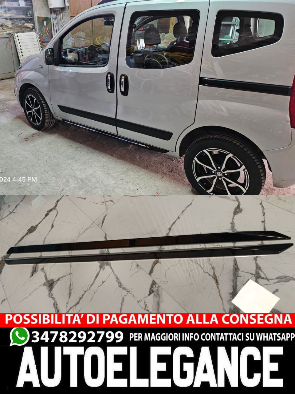 MINIGONNE ADATTE PER FIAT FIORINO NERO LUCIDO 2008-2021