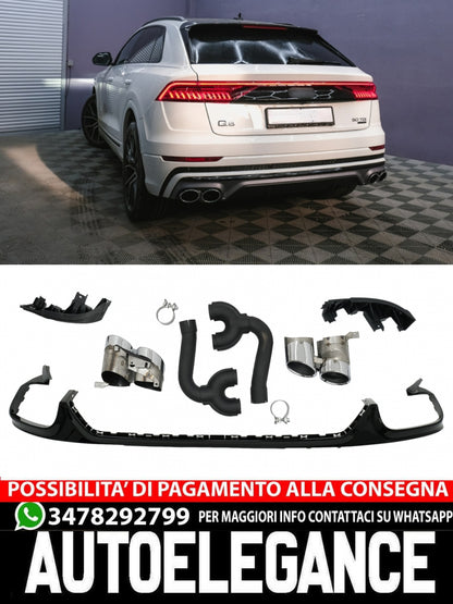 Rear Bumper Spoiler Valance Diffuser Double Outlet Suitable for Audi Q8 S-Line 2018