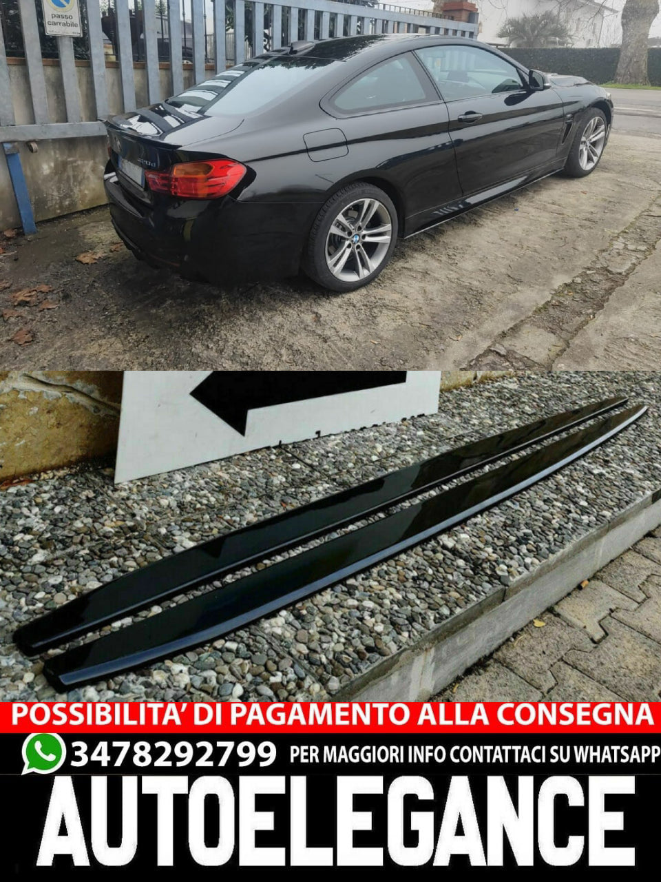 BMW SERIE 3 E90 E91 2004-2011 FLAPS SOTTO MINIGONNE ABS NERO LUCIDO SPLITTER