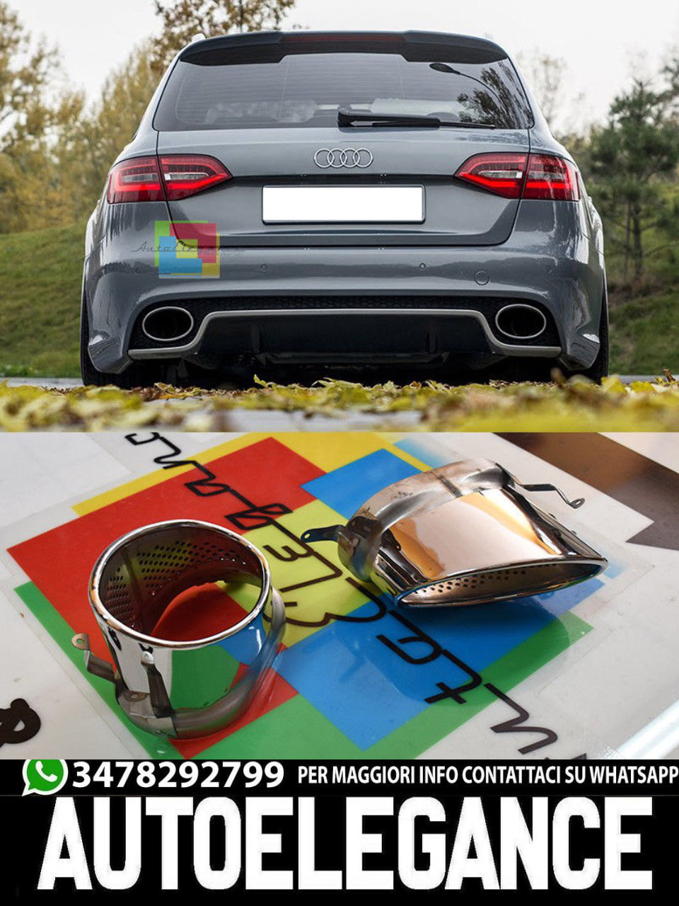 RS4 TERMINALS SUITABLE FOR AUDI A4 B8 08-15 RS4 LOOK CHROME
