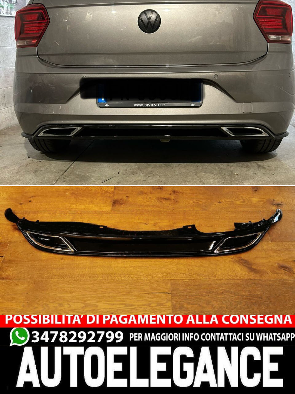 DIFFUSORE ADATTO PER VW POLO AW1 2017-2020 STANDARD LOOK RLINE DESIGN SPORTIVO