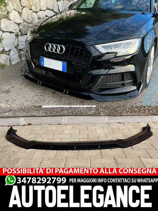 SPLITTER 4 PEZZI ADATTO PER AUDI A3 8V 2017-2020 SLINE S3 NERO LUCIDO
