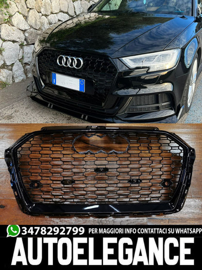 GRIGLIA ADATTA PER AUDI A3 8V 2017-2020 LOOK RS3 LOOK NERO LUCIDA 0033
