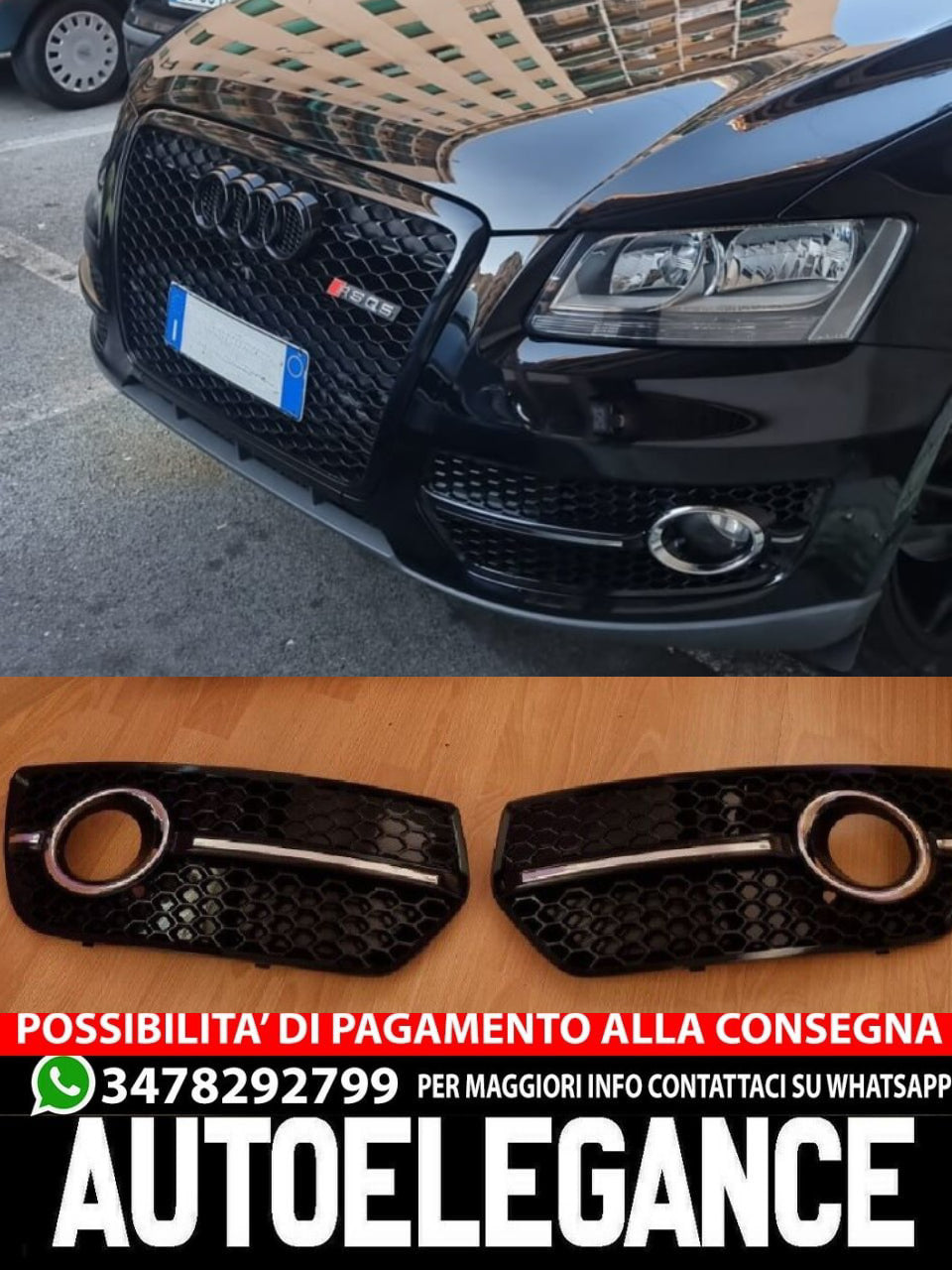 RSQ5 HONEYCOMB FOG LIGHT GRILLS SUITABLE FOR AUDI Q5 8R 2008-2012 ART 0516