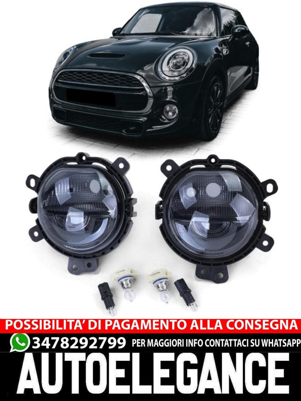 Pair of Daytime Running Lights + Black Position Lights for Mini F54 F55 F56 F57 14-21