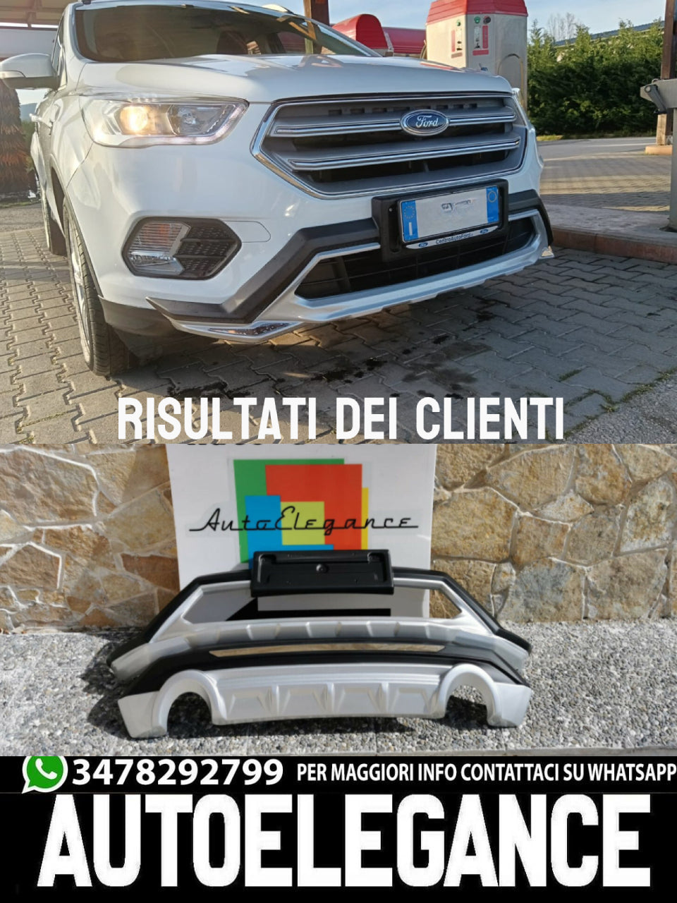FORD KUGA II 2016-2019 SPOILER SOTTO PARAURTI ANTERIORE & POSTERIORE ABS
