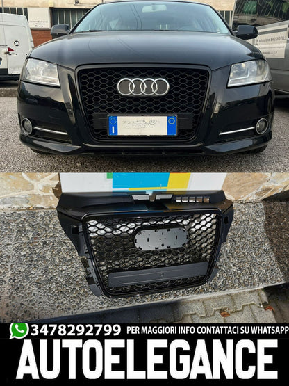 GRIGLIA ADATTA PER AUDI A3 8P 2008-2012 LOOK RS3 NERA DESIGN SPORTIVO