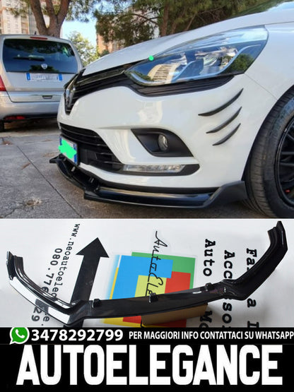 RENAULT CLIO 4 12-18 LAMA SOTTO PARAURTI ANTERIORE IN ABS LOOK SPLITTER RS NERO