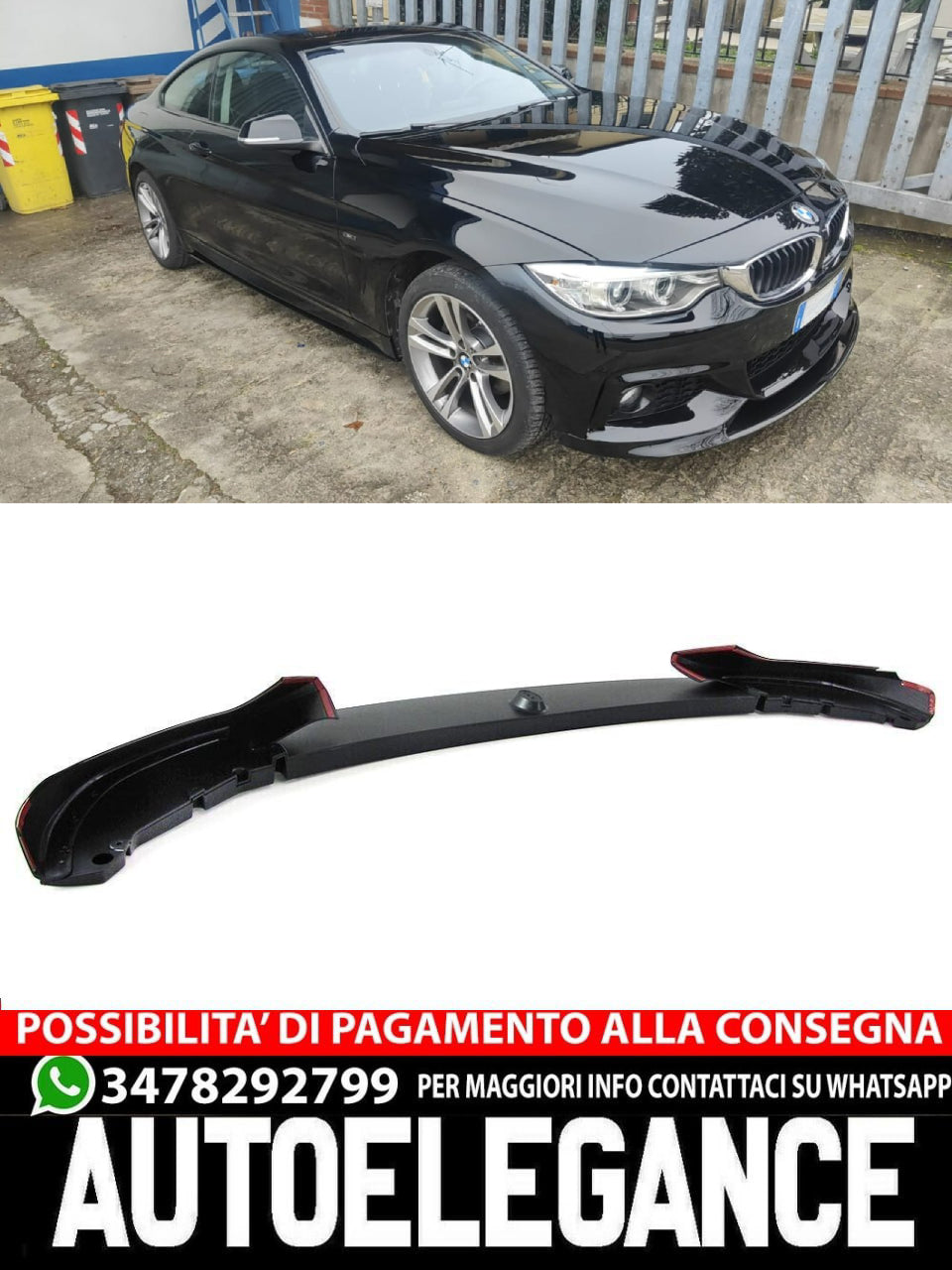 BMW 4 SERIES F32 F33 F36 FRONT SPOILER UNDER BUMPER M SPORT GLOSS BLACK 