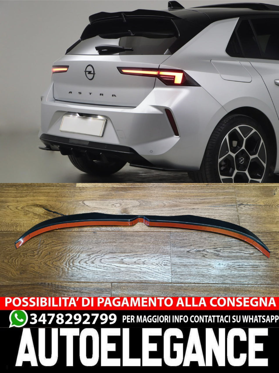 SPOILER ASTRA L 2020+ ADATTO PER RS NERO LUCIDO