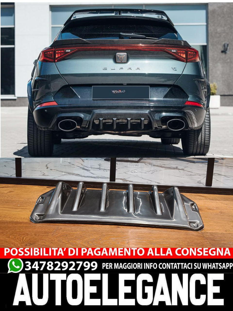DIFFUSORE ADATTO CUPRA FORMENTOR 2020+ CUSTOM SE NERO LUCIDO