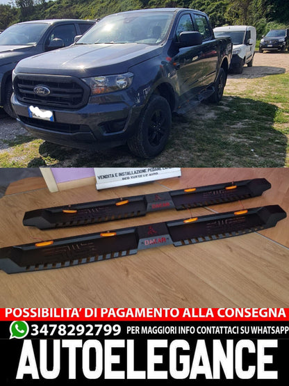 PEDANE ADATTE PER FORD RANGER T6 2011+ LOOK DAKAR OFF ROAD NERO OPACO CON LED