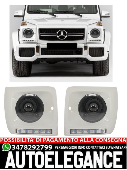 Black Bi-Xenon Headlights with White LED DRL Covers Suitable for Mercedes Class w463 