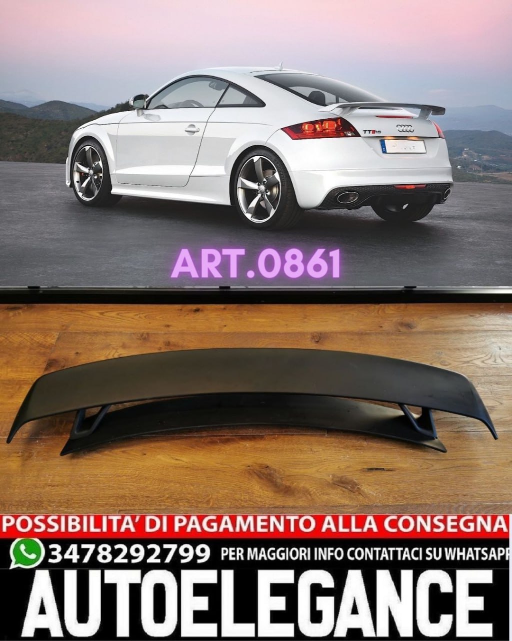 💫0861 SPOILER POSTERIORE ADATTO PER AUDI TT 8J 08-16 LOOK TTRS DESIGN GREZZO💫