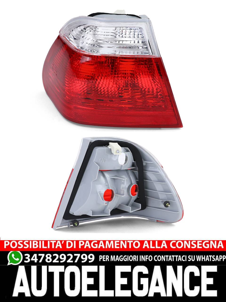Fanale posteriore esterno rosso bianco trasparente sinistro per BMW Serie 3 E46