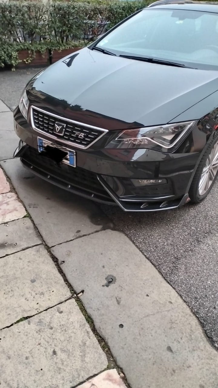 SEAT LEON 5F SPOILER FR SOTTO PARAURTI ANTERIORE ABS NERO LUCIDO SPLITTER ..-