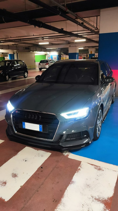 SPLITTER ADATTO PER AUDI A3 8V 2012-2016 S3 SLINE LOOK NERO LUCIDO