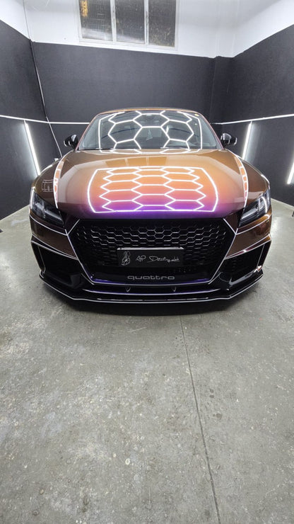 SPLITTER ANTERIORE PER AUDI TT FV MK3 2015+ ADATTO A PARAURTI RS NERO LUCIDO ABS