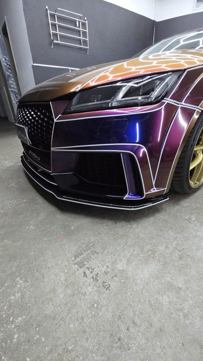 SPLITTER ANTERIORE PER AUDI TT FV MK3 2015+ ADATTO A PARAURTI RS NERO LUCIDO ABS