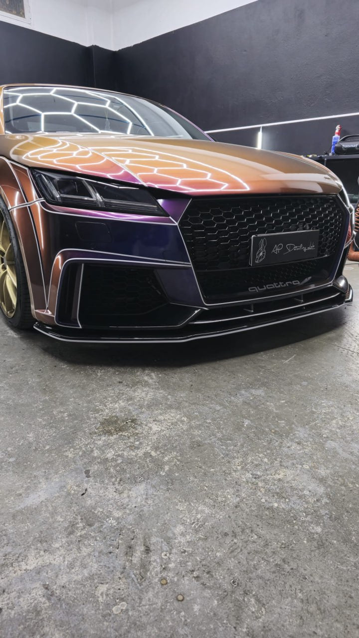 SPLITTER ANTERIORE PER AUDI TT FV MK3 2015+ ADATTO A PARAURTI RS NERO LUCIDO ABS