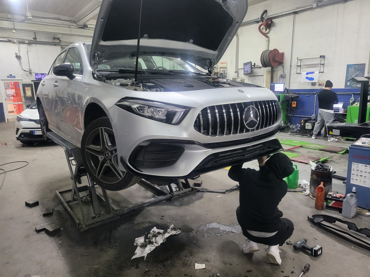 BUMPER SUITABLE FOR MERCEDES-BENZ A CLASS W177 AMG LOOK A45S + CHROME GRILLE 360 camera