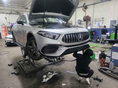 BUMPER SUITABLE FOR MERCEDES-BENZ A CLASS W177 AMG LOOK A45S + CHROME GRILLE 360 camera