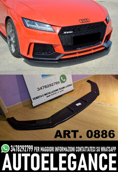 SPLITTER ANTERIORE PER AUDI TT FV MK3 2015+ ADATTO A PARAURTI RS NERO LUCIDO ABS